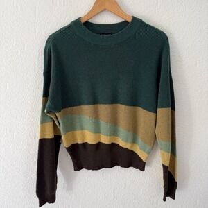 Prana Desert Road Sweater Womens XS Green Ribbed Organic Cotton Tencel